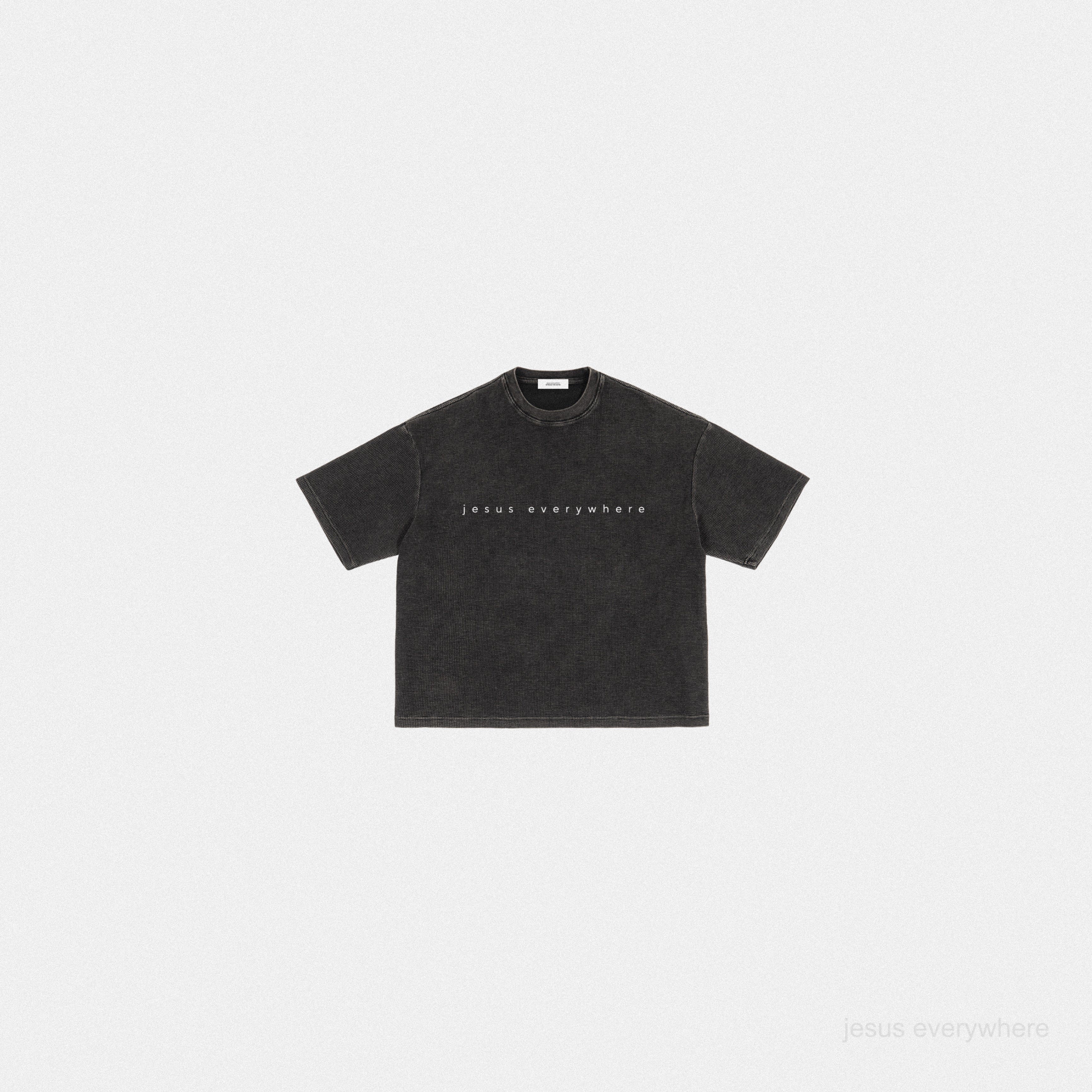 JESUS EVERYWHERE BOXY WAFFLE SHIRT